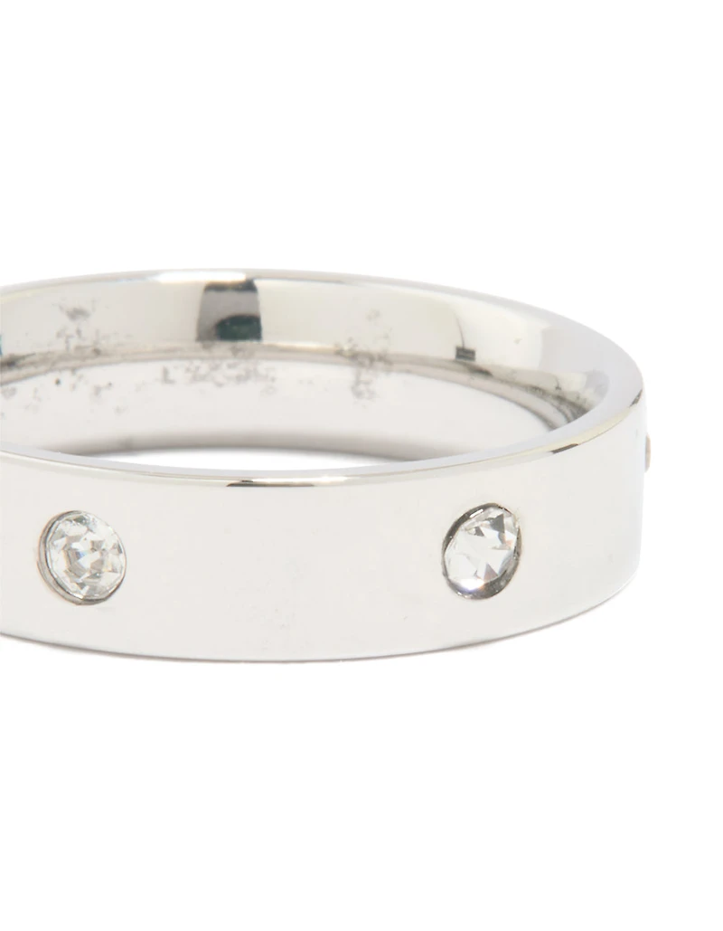 Waterproof Stainless Steel Cubic Zirconia Cocktail Band Ring