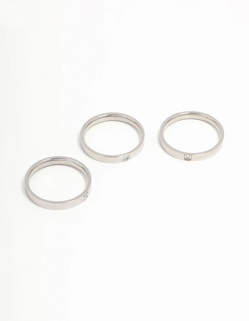 Waterproof Gold Plated Stainless Steel Stacking Rings 2-Pack