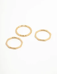 Waterproof Gold Plated Stainless Steel Bamboo Rings 3-Pack