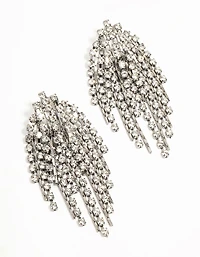 Gunmetal Diamante Cup Chain Drop Earrings