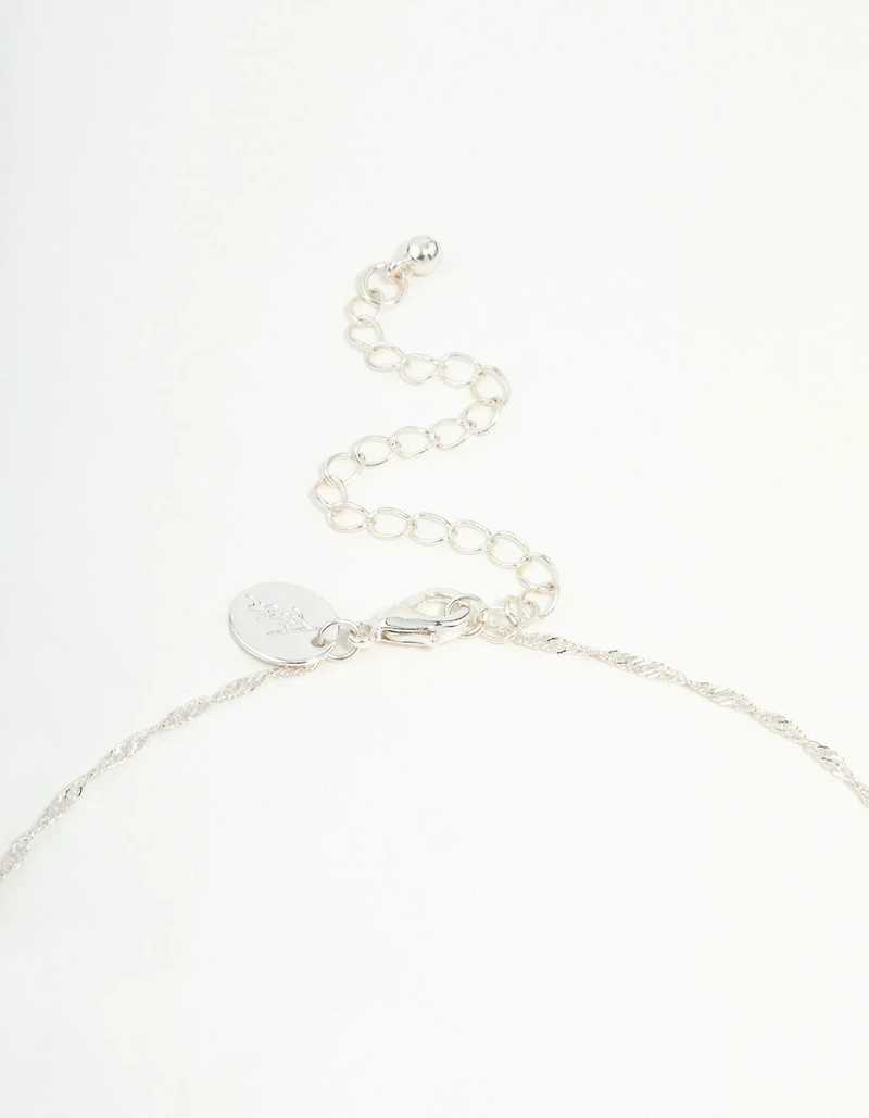 Silver Plated Cubic Zirconia Snowflake Cross Necklace