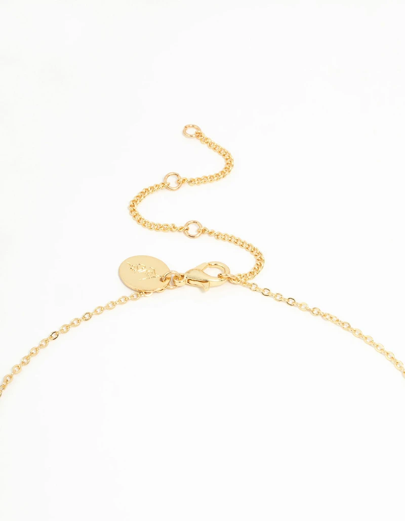 Gold Plated Cubic Zirconia Oval Cross Necklace