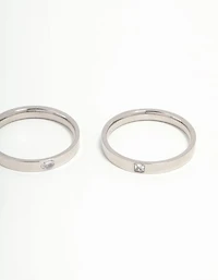 Waterproof Stainless Steel Cubic Zirconia Rings 3-Pack