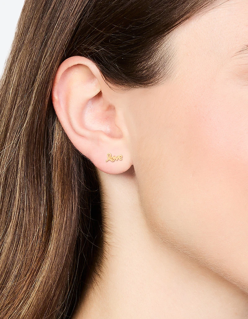 Boucles d’oreilles Love Studs en argent sterling plaqués or