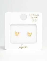 Gold Plated Sterling Silver Butterfly Stud Earrings