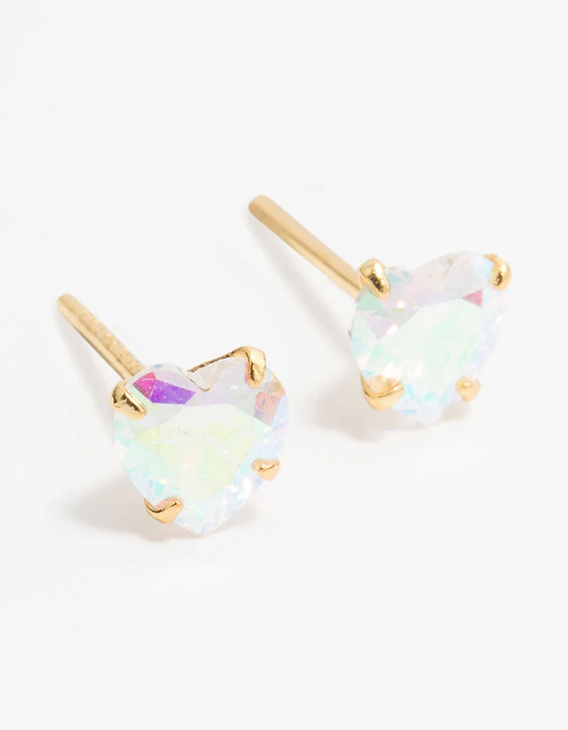 Boucles d’oreilles en forme de cœur en argent sterling plaquées or