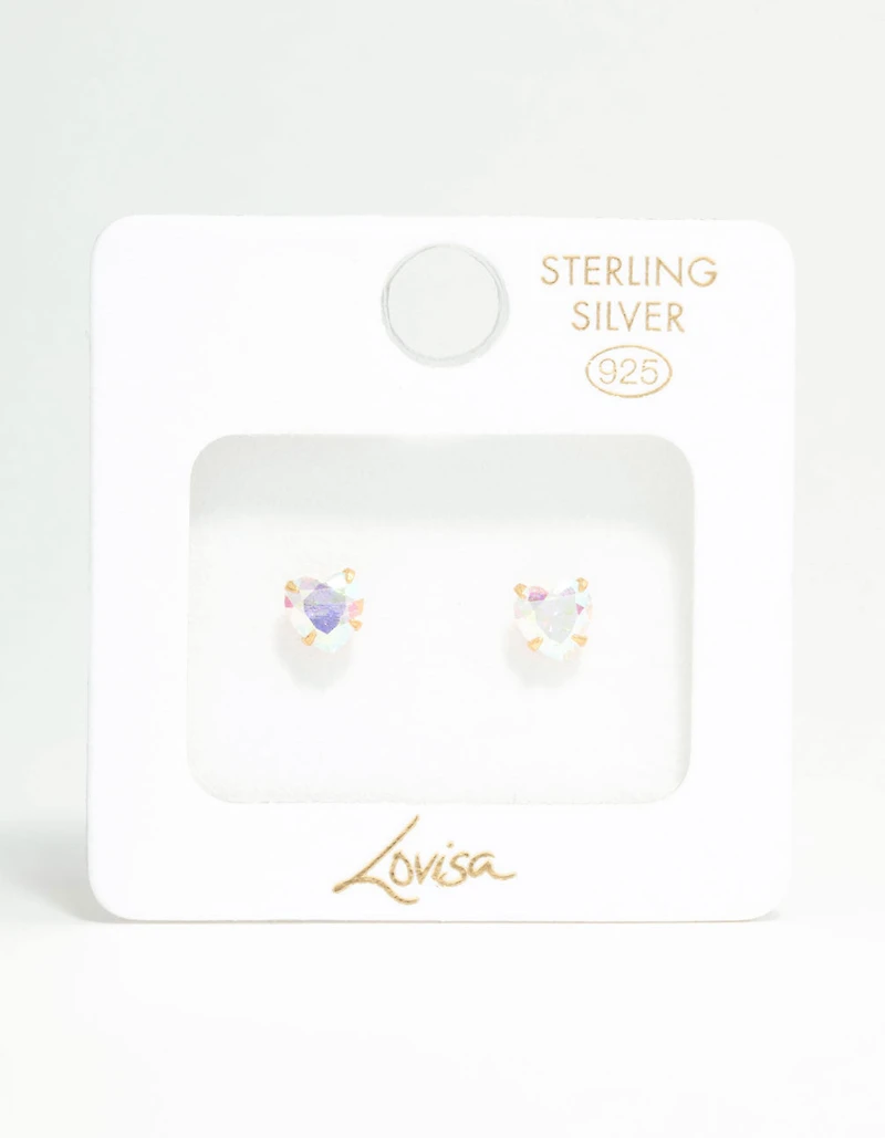 Boucles d’oreilles en forme de cœur en argent sterling plaquées or