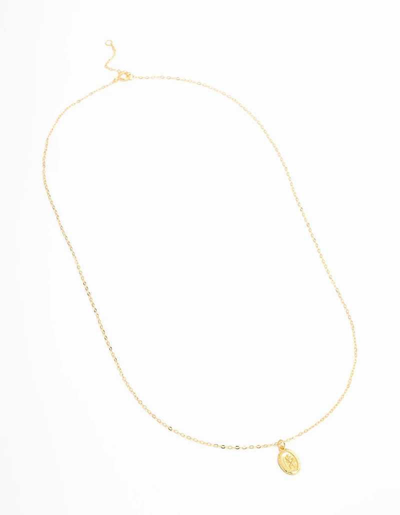 Gold Plated Sterling Silver St. Christopher Pendant Necklace
