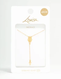 Gold Plated Sterling Silver Rosary Cross Necklace