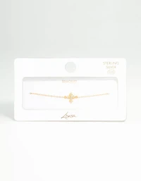 Gold Plated Sterling Silver Cross Bracelet