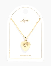 Gold Plated C Heart Locket Necklace