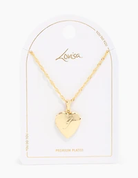 Gold Plated Heart Locket Initial J Necklace