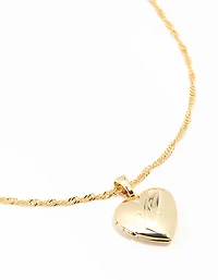 Gold Plated M Heart Locket Necklace