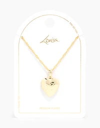 Gold Plated M Heart Locket Necklace