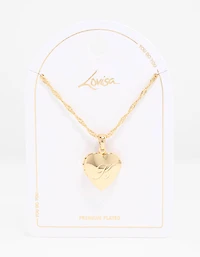 Gold Plated Heart Locket Initial K Necklace