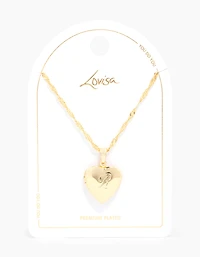 Gold Plated R Heart Locket Necklace