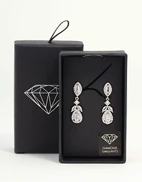 Silver Cubic Zirconia Halo Drop Earrings