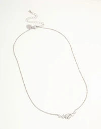 Silver Cubic Zirconia Flower & Vine Necklace