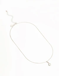 Silver Pear Cubic Zirconia Pendant Necklace
