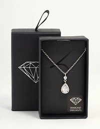 Silver Pear Cubic Zirconia Pendant Necklace
