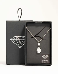 Silver Pear Cubic Zirconia Pendant Necklace