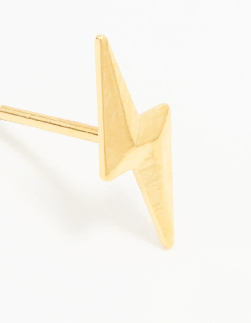 24K Gold Plated Surgical Stainless Steel Lightning Bolt Piercing Stud