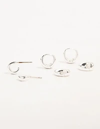 Silver Mixed Hoop Earrings 3-Pack