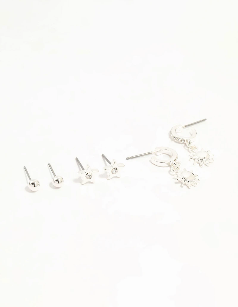 Boucles d’oreilles Silver Diamante Celestial 3-Pack