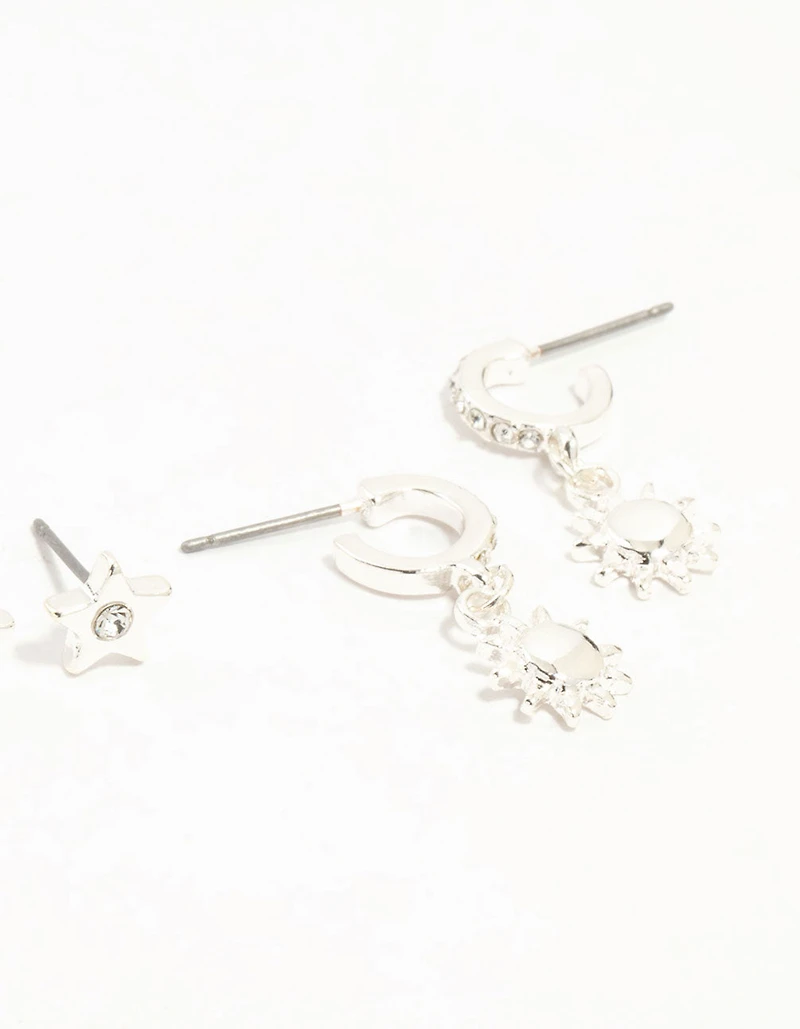 Boucles d’oreilles Silver Diamante Celestial 3-Pack