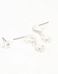 Boucles d’oreilles Silver Diamante Celestial 3-Pack
