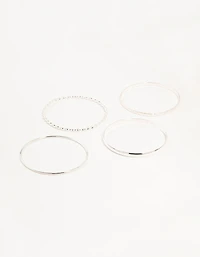 Silver Twisted Bangles 4-Pack