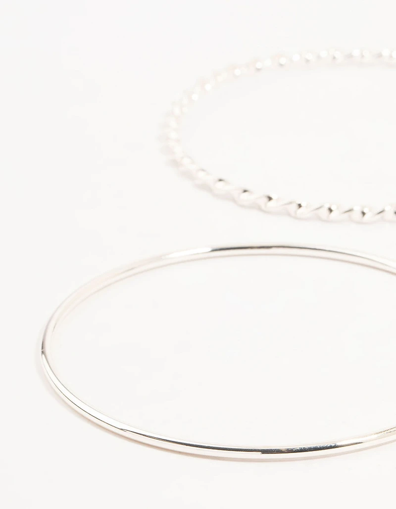 Silver Twisted Bangles 4-Pack