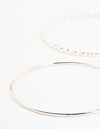 Silver Twisted Bangles 4-Pack