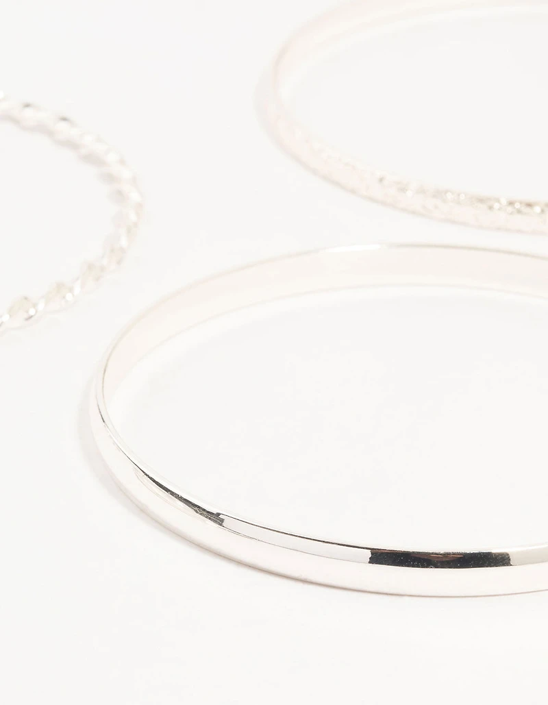 Silver Twisted Bangles 4-Pack