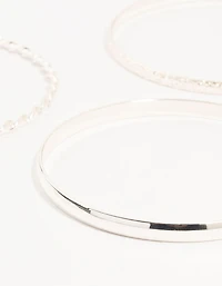 Silver Twisted Bangles 4-Pack