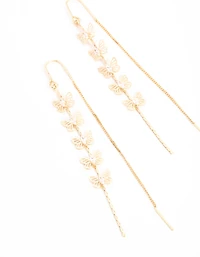 Gold Cubic Zirconia Butterfly Threader Earrings