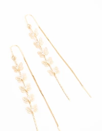 Gold Cubic Zirconia Butterfly Threader Earrings