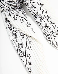 White & Black Celestial Plisse Scarf
