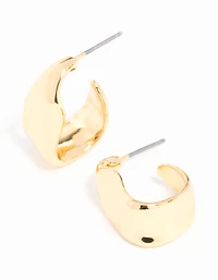 Gold Plated Wavy Molten Hoop Earrings