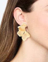 Gold Plated Organic Petal Stud Earrings