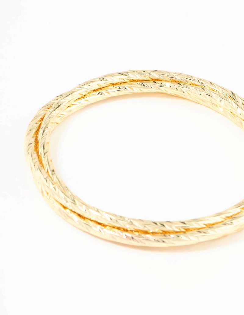 Gold Plated Textured Bangles 3-Pack