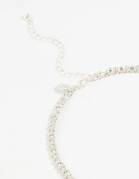 Silver Plated Diamante Fireball Chain Necklace
