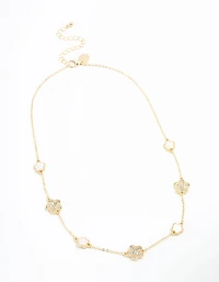Gold Plated Alternating Small & Medium Flower Necklace