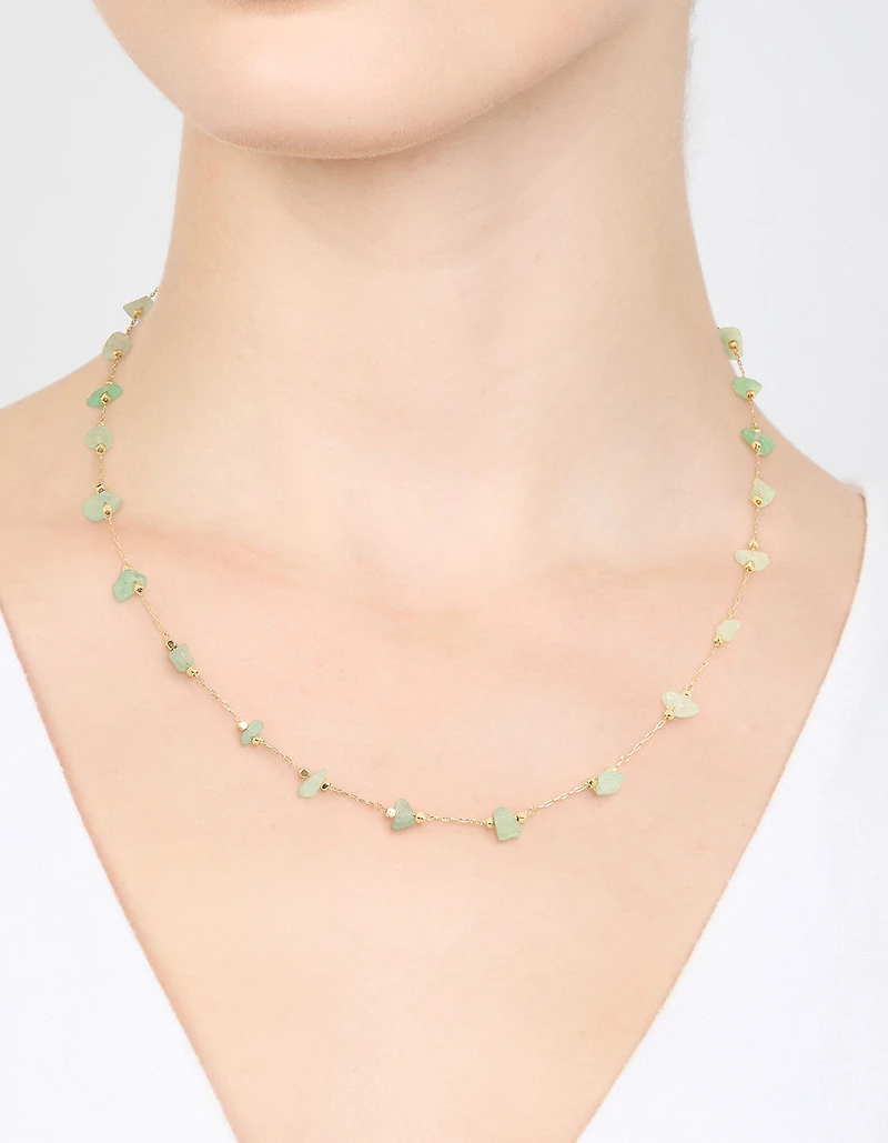 Collier de station semi-précieux vert plaqué or