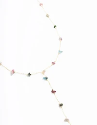 Gold Semiprecious Chip Chain Y-Necklace