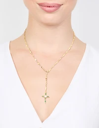 Emerald Cross Chain Y-Necklace