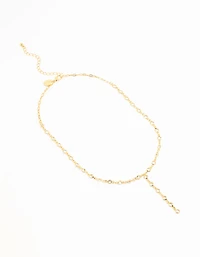 Gold Plated Round Diamante Chain Y-Necklace