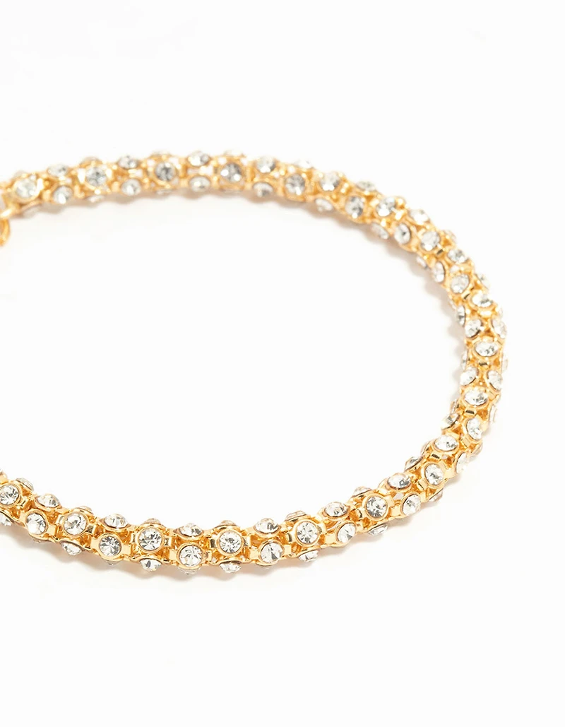 Gold Plated Diamante Fireball Bracelet Chain Bracelet