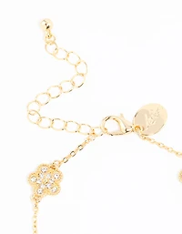 Gold Plated Alternating Small & Medium Flower Bracelet