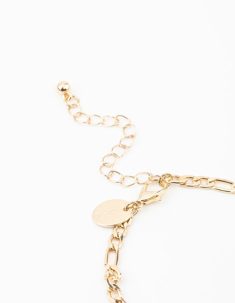 Gold Mixed Diamante Heart & Diamante Bracelets 5-Pack